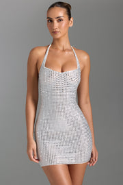 Amolika Embellished Halterneck Mini Dress in White